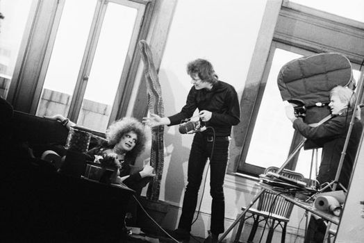 Paul Morrissey (center) and Andy Warhol direct Jackie Curtis in "Women in Revolt," 1971