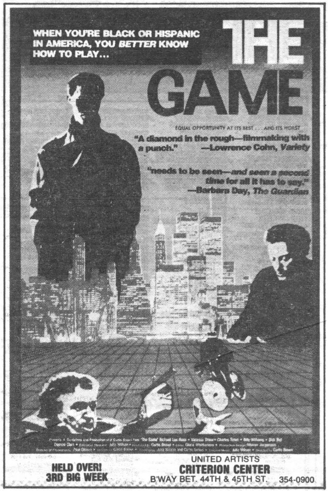 New York Times ad for "The Game," Spring 1990